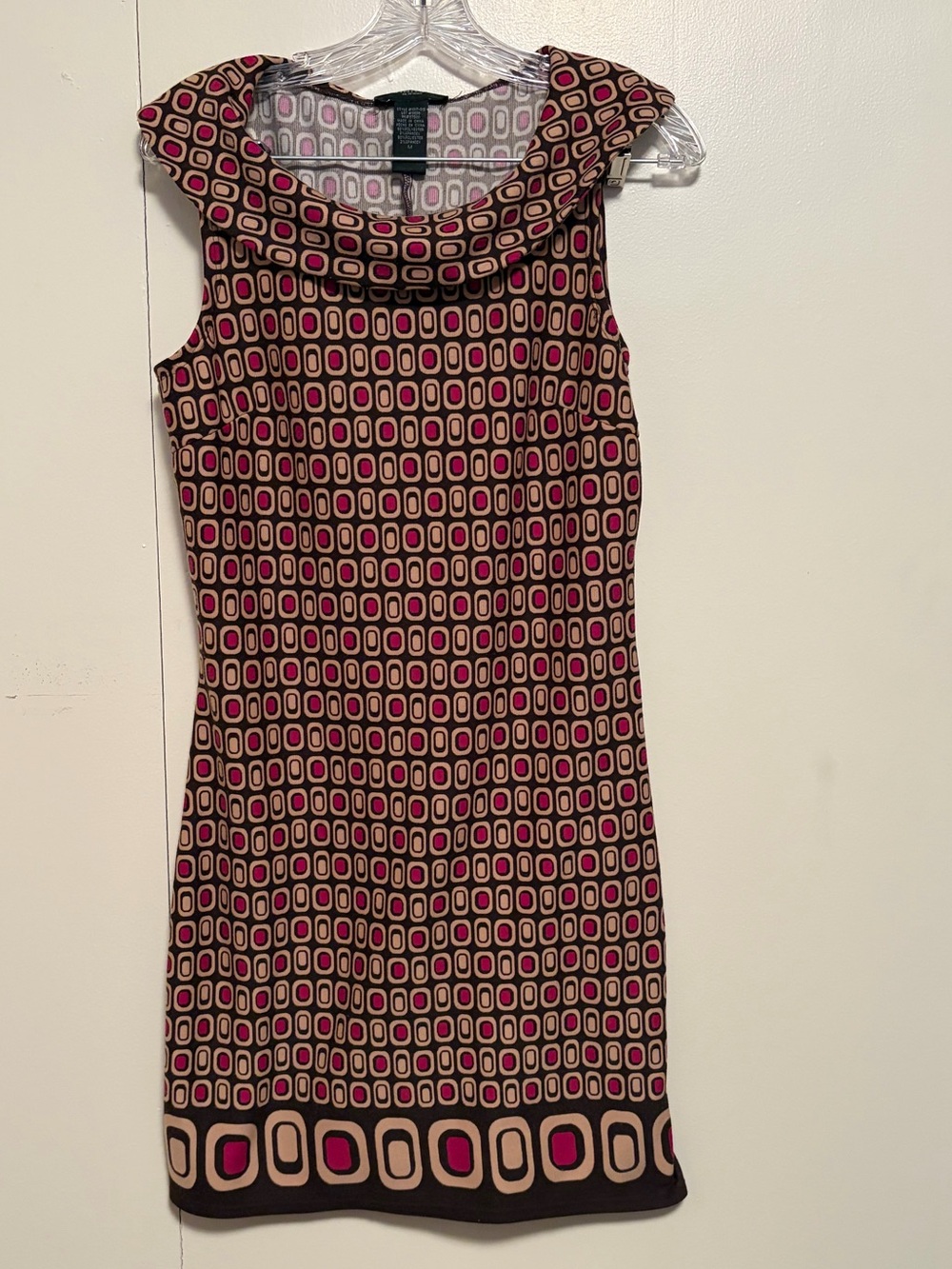 Alyn Paige Brown and Pink Geometric Sheath Dress